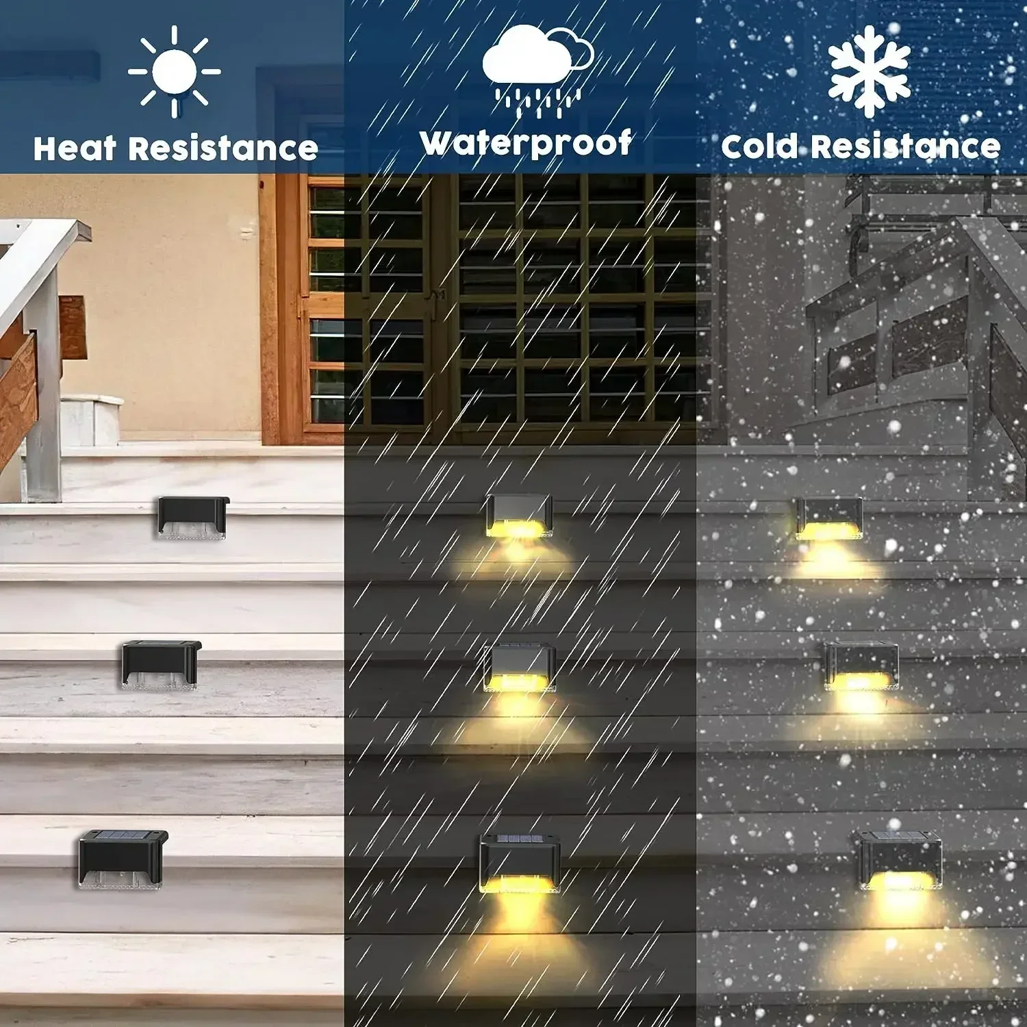 16-Pack Solar Deck Lights – Warm White LED for Stairs, Fence, Patio & Pathways - Image 4