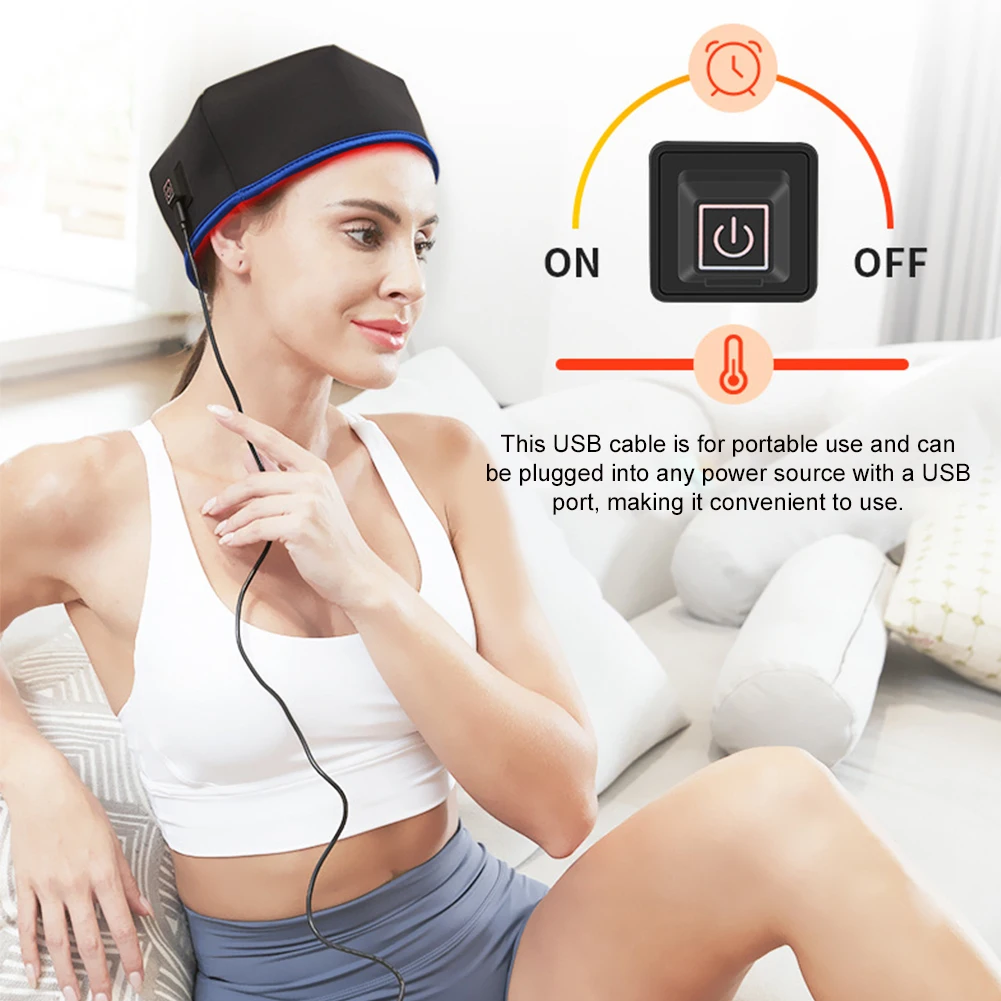Red Light Hair Growth Cap – Rechargeable Therapy Beanie for Scalp Regrowth