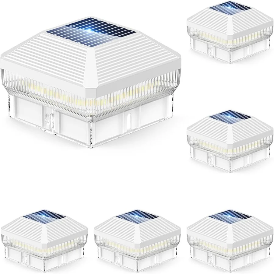 6-Pack Solar Post Cap Lights – 40 LED 30 Lumen with 3 Modes for 4x4 Posts