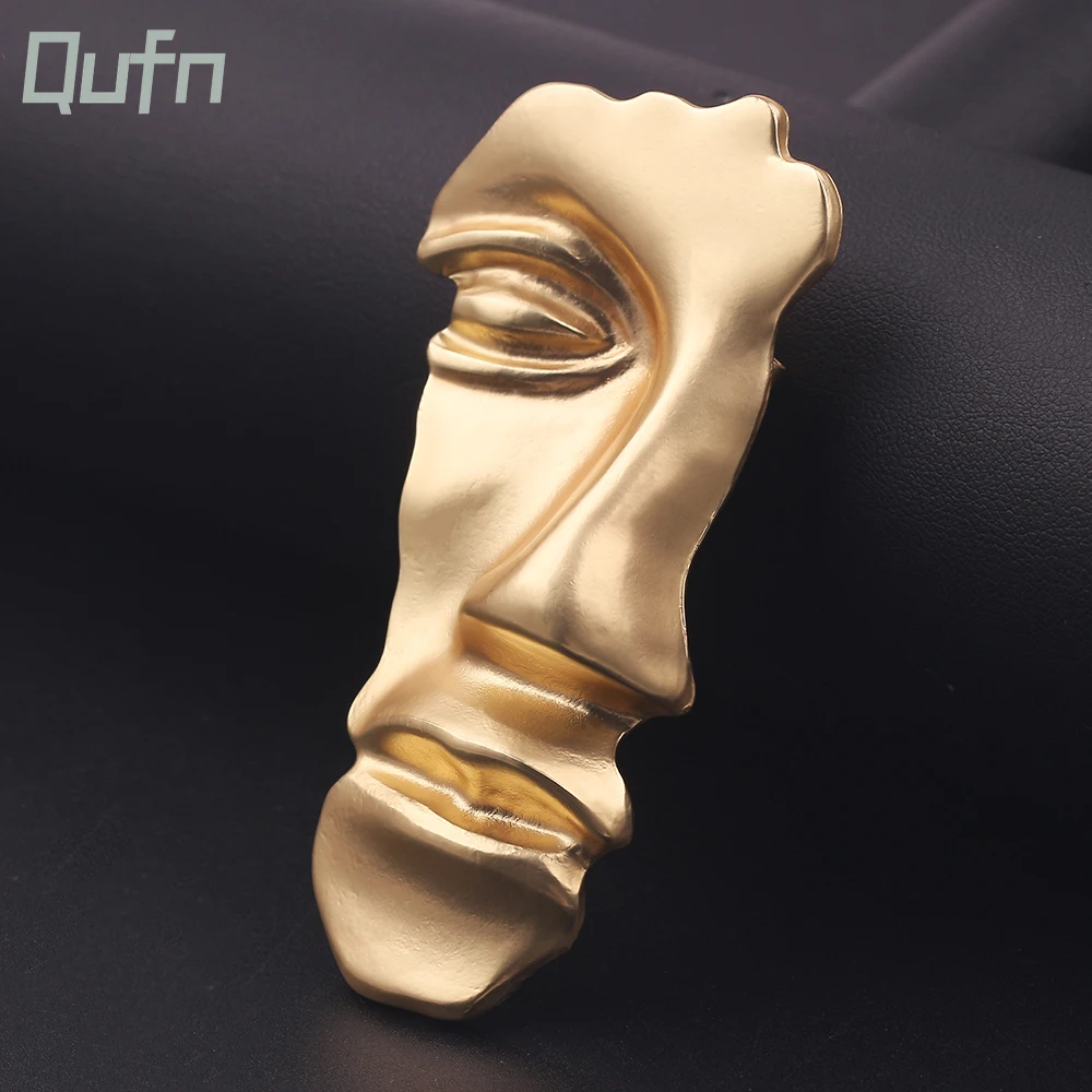 Fashion Jewellery Personality Face Mask Brooch Retro Vintage Look Gold Plated Royal Design Pin