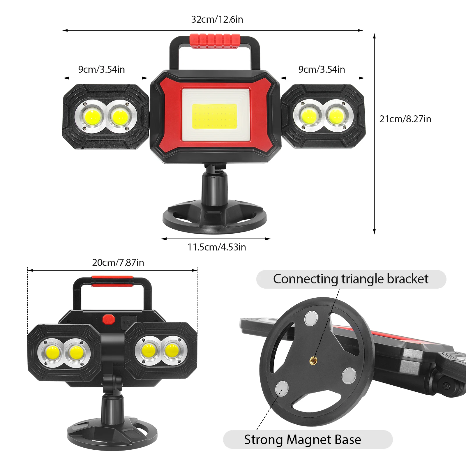 25W Rechargeable Work Light – 2700LM Magnetic LED Job Site Lamp - Image 2
