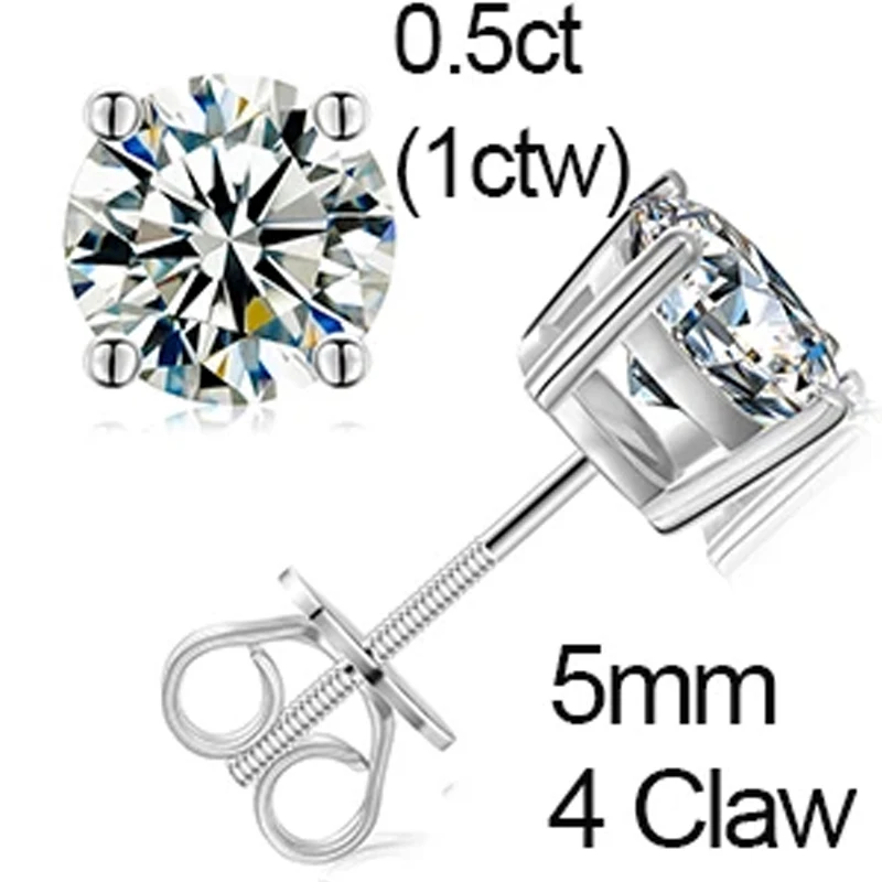 D VVS Moissanite Stud Earrings – S925 Silver, Platinum-Plated, Wedding Jewelry - Image 7