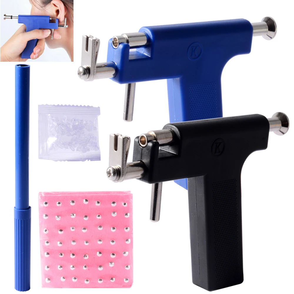 Professional Ear Piercing Gun Tool Set 98pcs Ear Studs Steel Ear Nose Navel Body Piercing