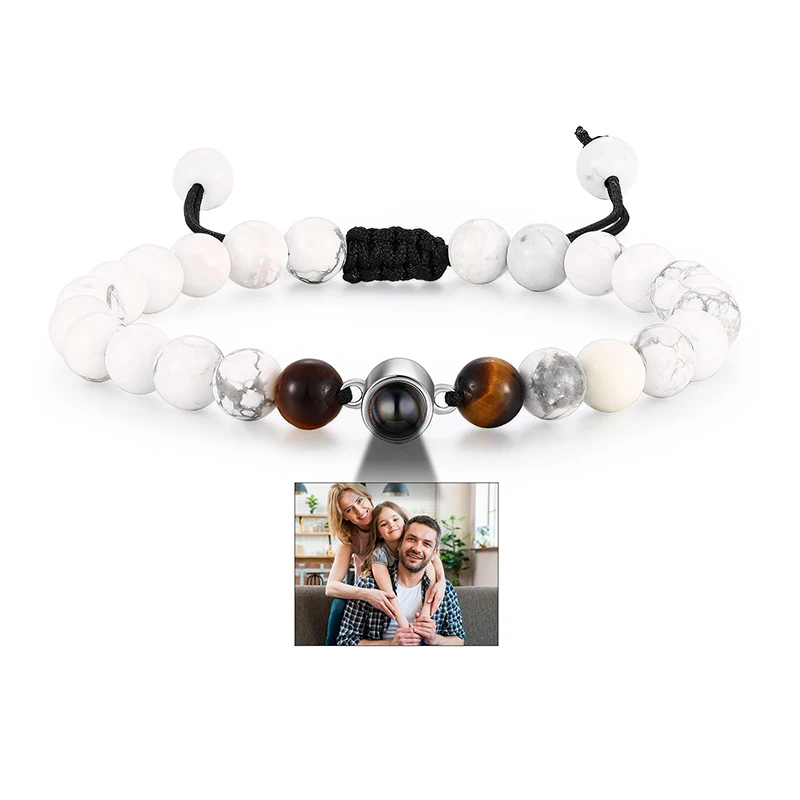 2023 New "I Love You" 100 Languages Bracelets Personalized Photo Projection Bracelet Custom Photo Natural Stone Couple Bracelet - Image 14