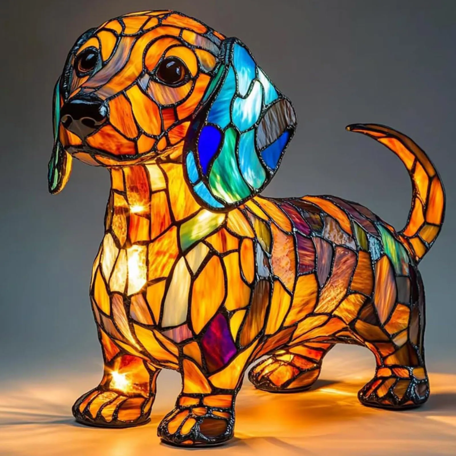 Corgi Lamp And Pug Lamp Dog Series Art Night Light Stained Resin French Tabletop Night Light Cute Pet Dogs Desktop Decorations - Image 2