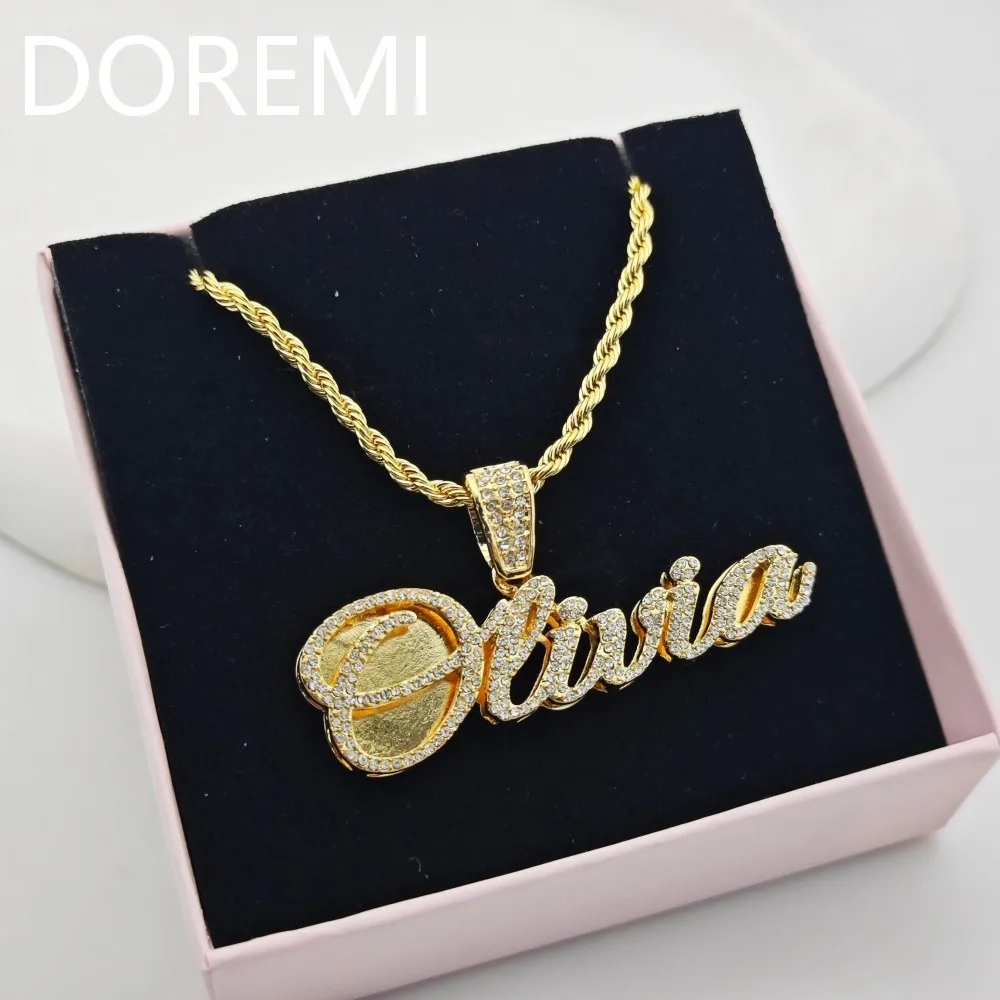 Custom Diamond Double Name Necklace – Personalized Pendant with Crystal Letters - Image 2