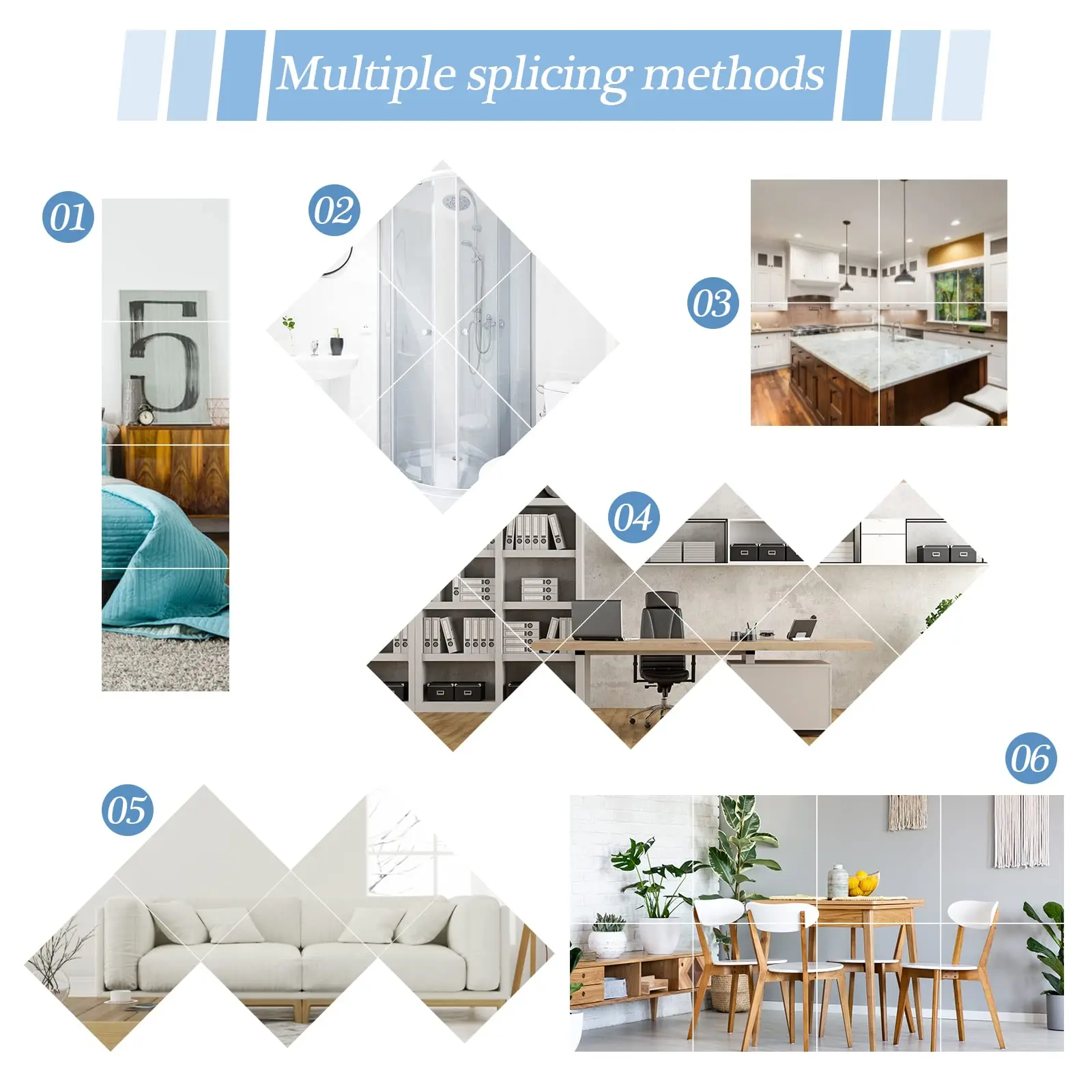 4PCs 3D Mirror Wall Stickers Self-adhesive Mirror Stickers Thicken 2mm Flexible DIY Art Acrylic Mirror Living Room Decoration - Image 3