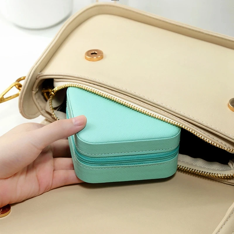 Portable Mini Jewelry Storage Box Travel Home Earrings Necklace Ring Display Case - Image 6