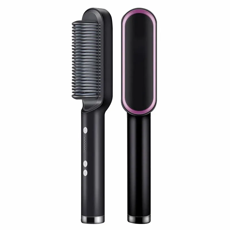 2-in-1 Hair Straightener Ceramic Hot Comb – Electric Straightening Brush with Negative Ion - Image 9