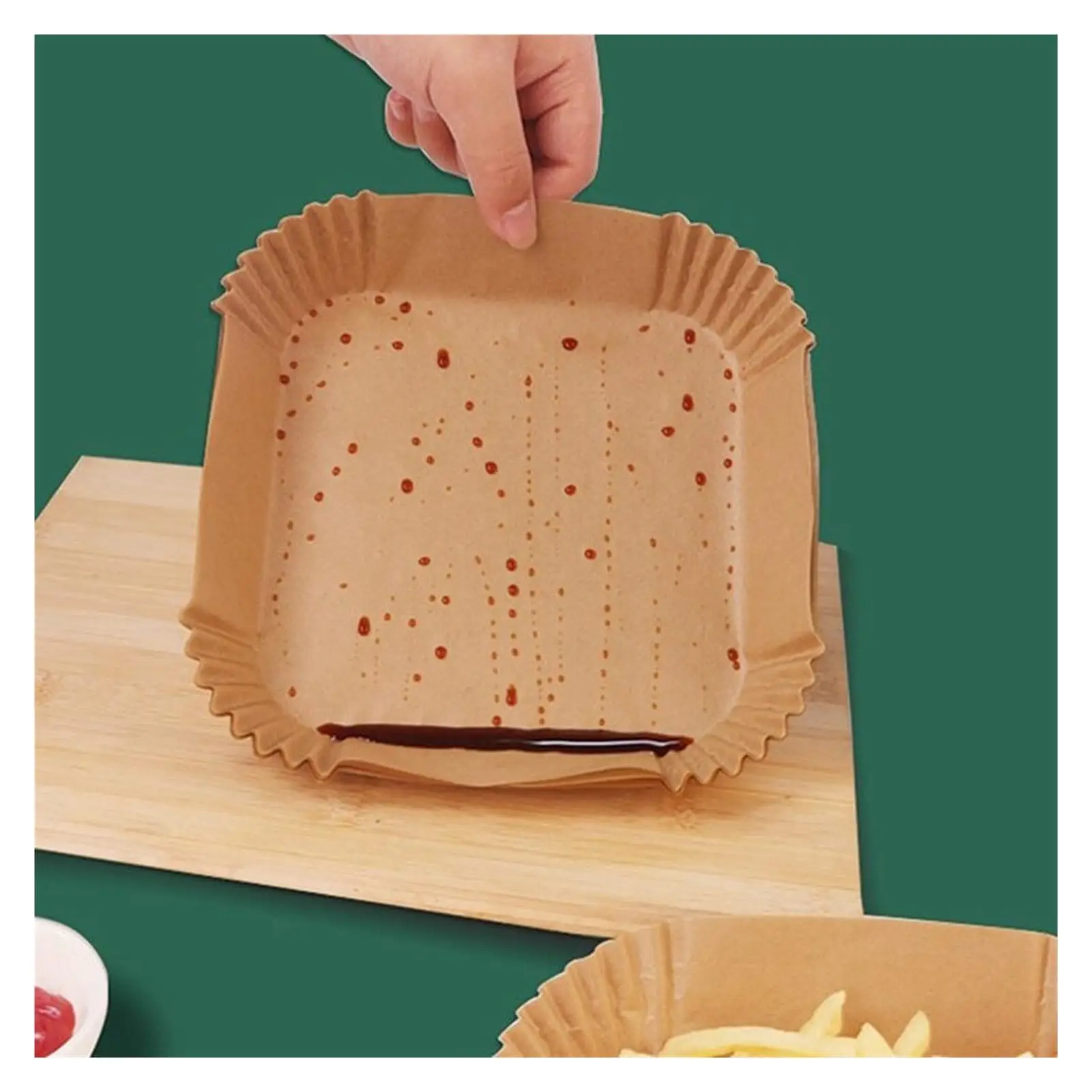 50/100PCS Disposable Non-Stick Air Fryer Paper Liners – Oil-Proof Baking Parchment Sheets - Image 5