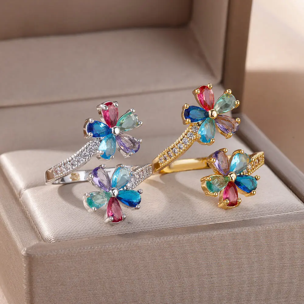 Luxury Korean Stainless Steel Copper Zircon Ring – Trendy Unisex Birthday Gift - Image 15