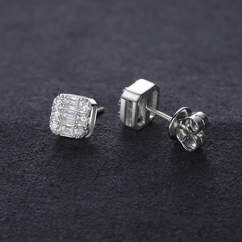 D VVS Moissanite Stud Earrings – S925 Silver, Platinum-Plated, Wedding Jewelry - Image 4