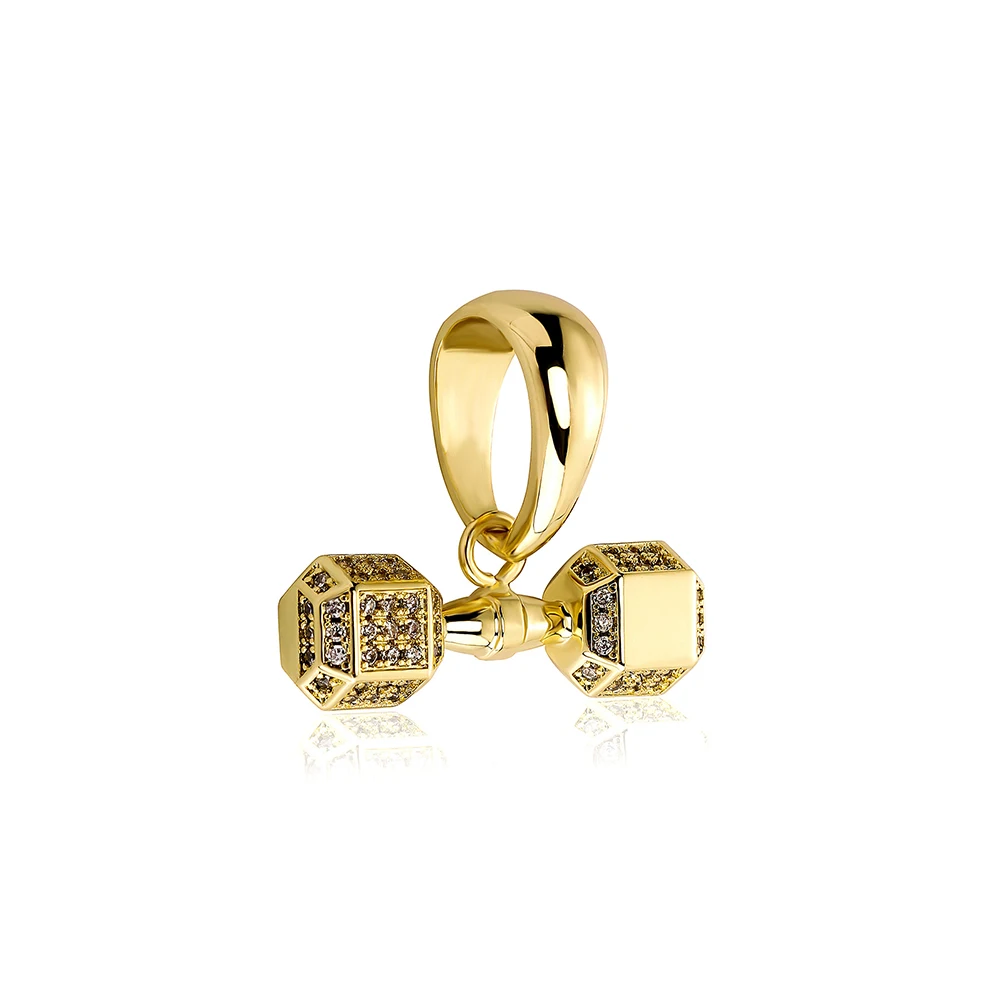 TOPGRILLZ Hip Hop Classic Dumbbell Pendant Necklace – Iced Out Bling Gold-Plated - Image 5