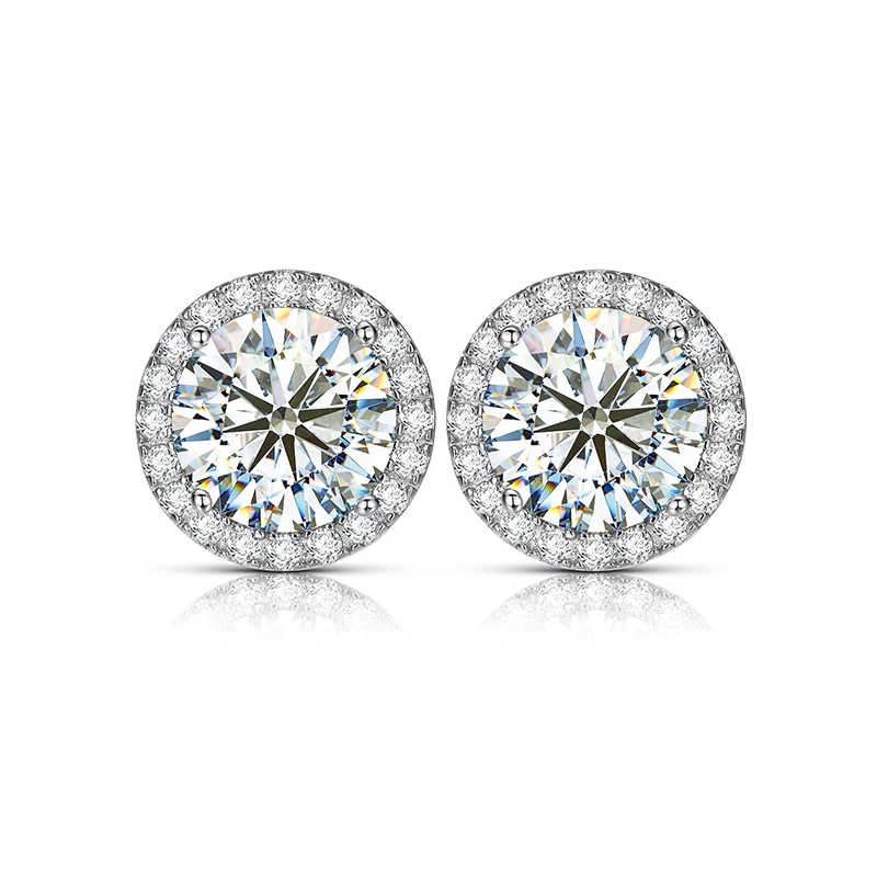 D VVS Moissanite Stud Earrings – S925 Silver, Platinum-Plated, Wedding Jewelry - Image 23