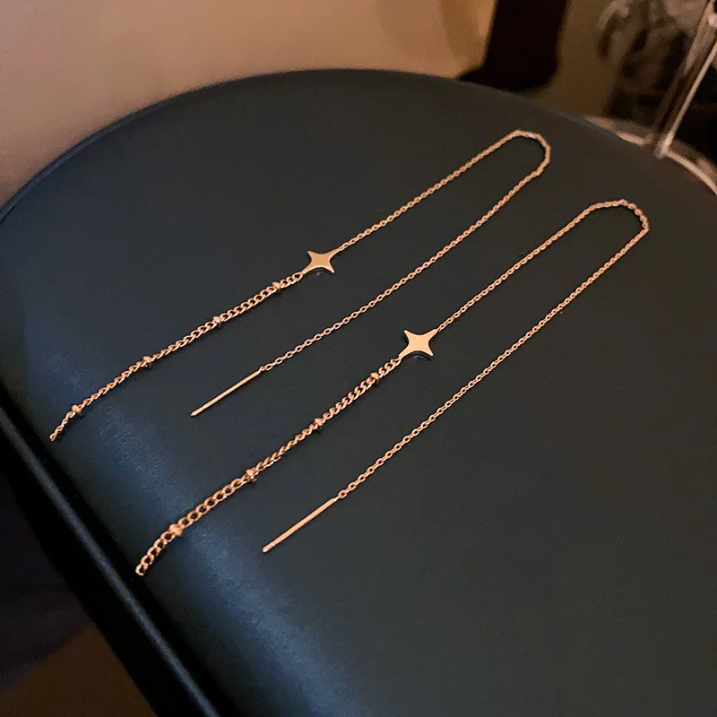 Simple Geometric Square Drop Earrings Women Korean Fashion Gold Line Long Tassel Dangle Jewelry Gift - Image 7