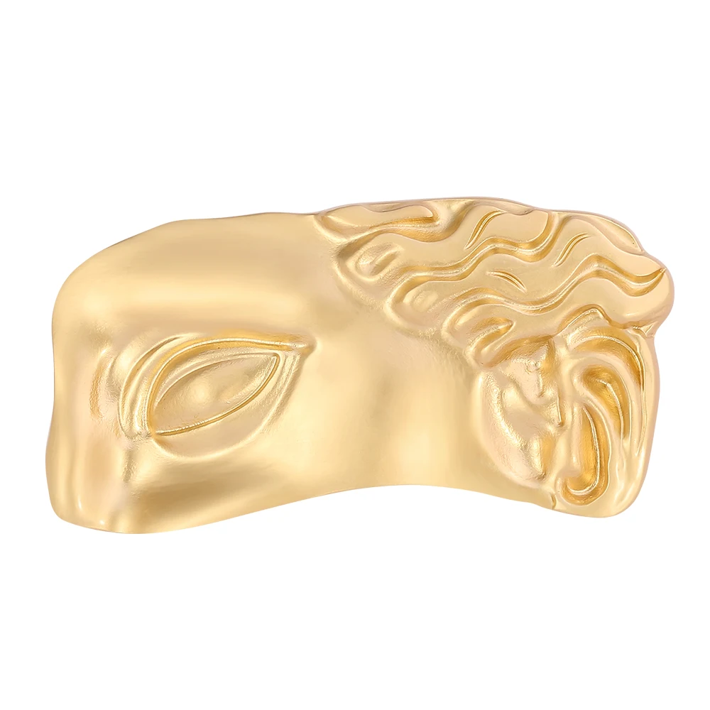 Fashion Jewellery Personality Face Mask Brooch Retro Vintage Look Gold Plated Royal Design Pin - Image 8
