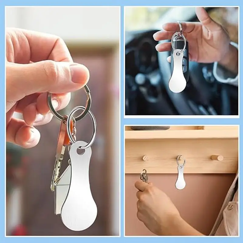 Stainless Steel Cart Tokens Trolley Unlock Release Key Cart Keychain Anti-Lost Key Ring Quarter Keychain For Shopping Trolley - Image 3