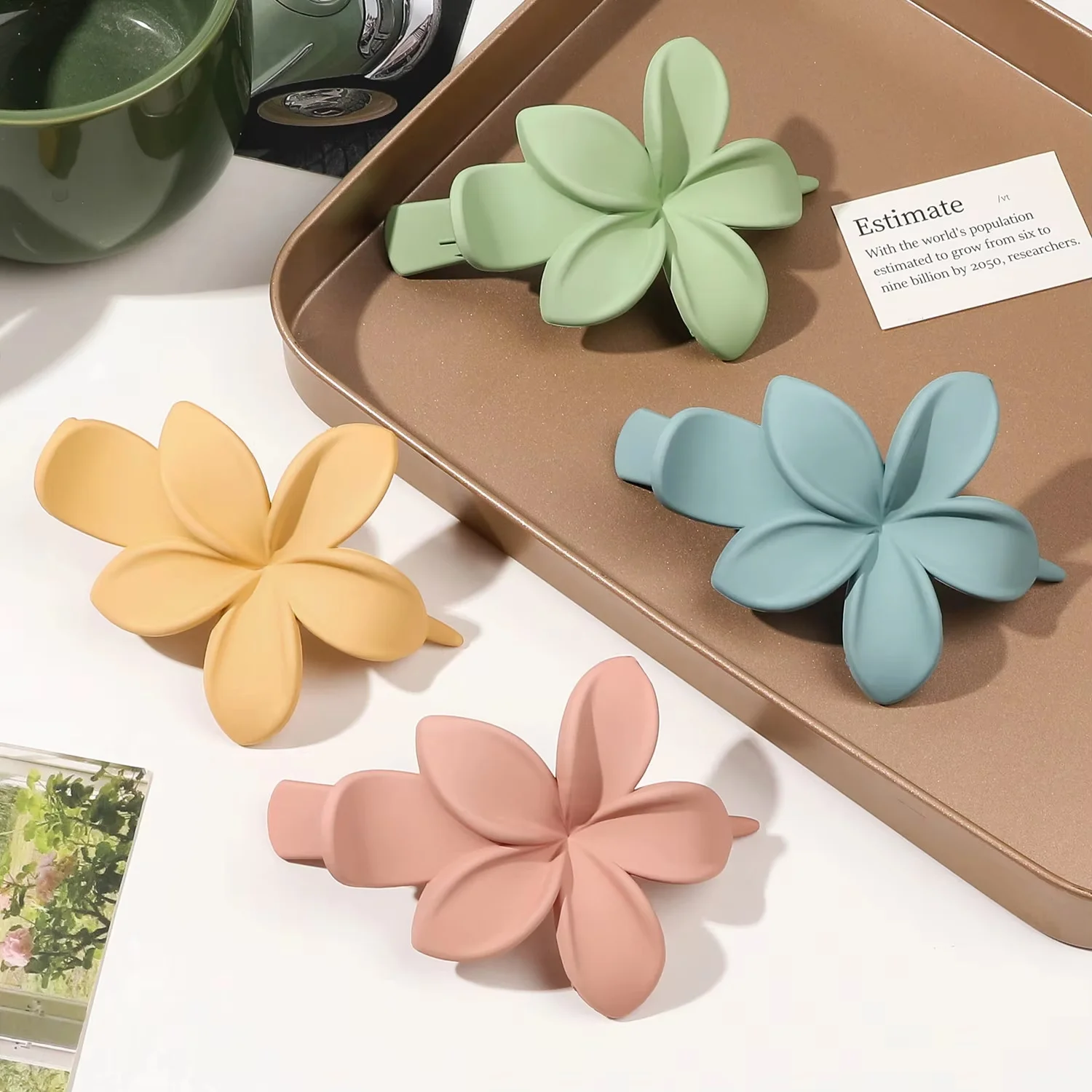 Fashion Frosted Plastic Flower Hair Clips Girls Hair Claw Duckbill No-Slip Barrettes Hairpins Accessories - Image 4