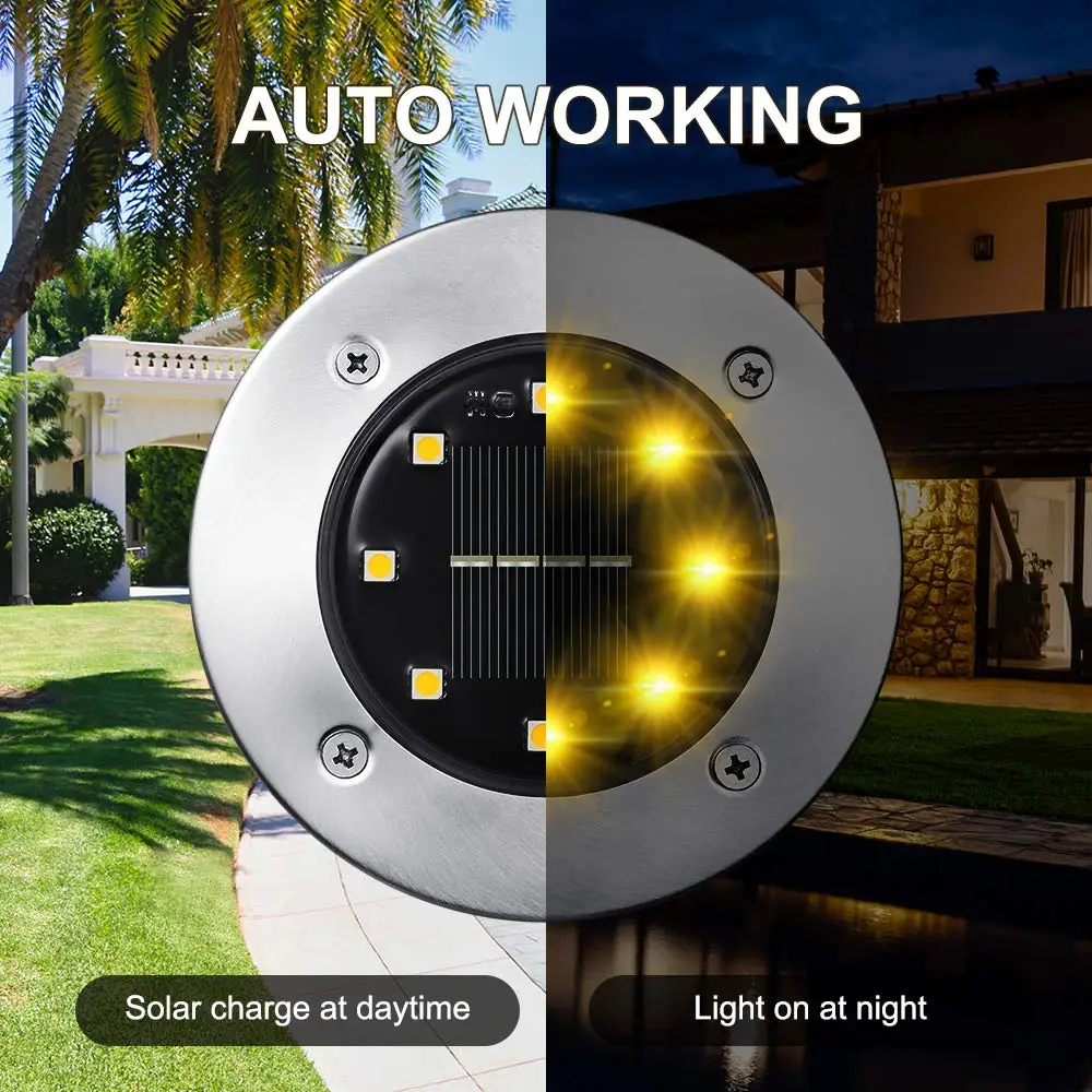 2–16 Pack Solar Ground Lights – 8 LED Waterproof Pathway Lighting for Garden - Image 5