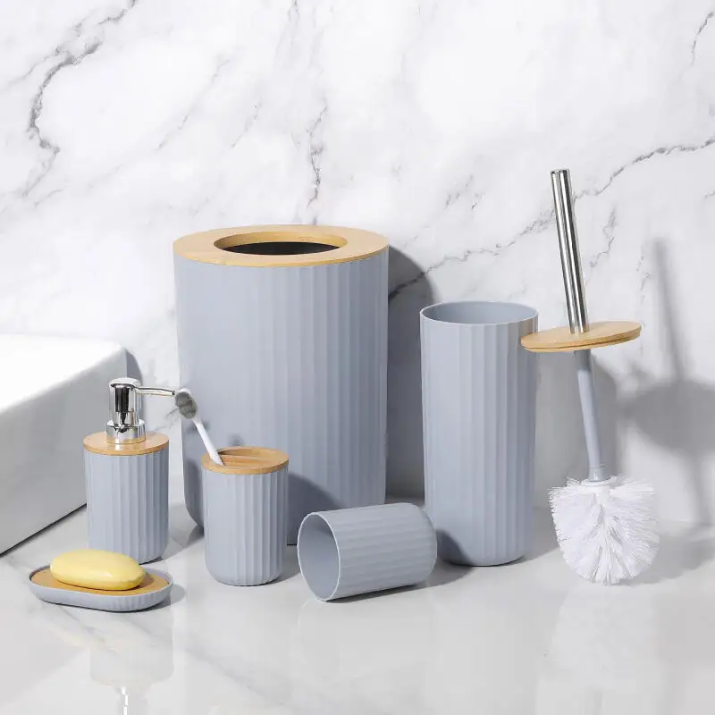 7-Piece Bamboo Bathroom Accessories Set – Stylish Bath Ensemble - Image 6
