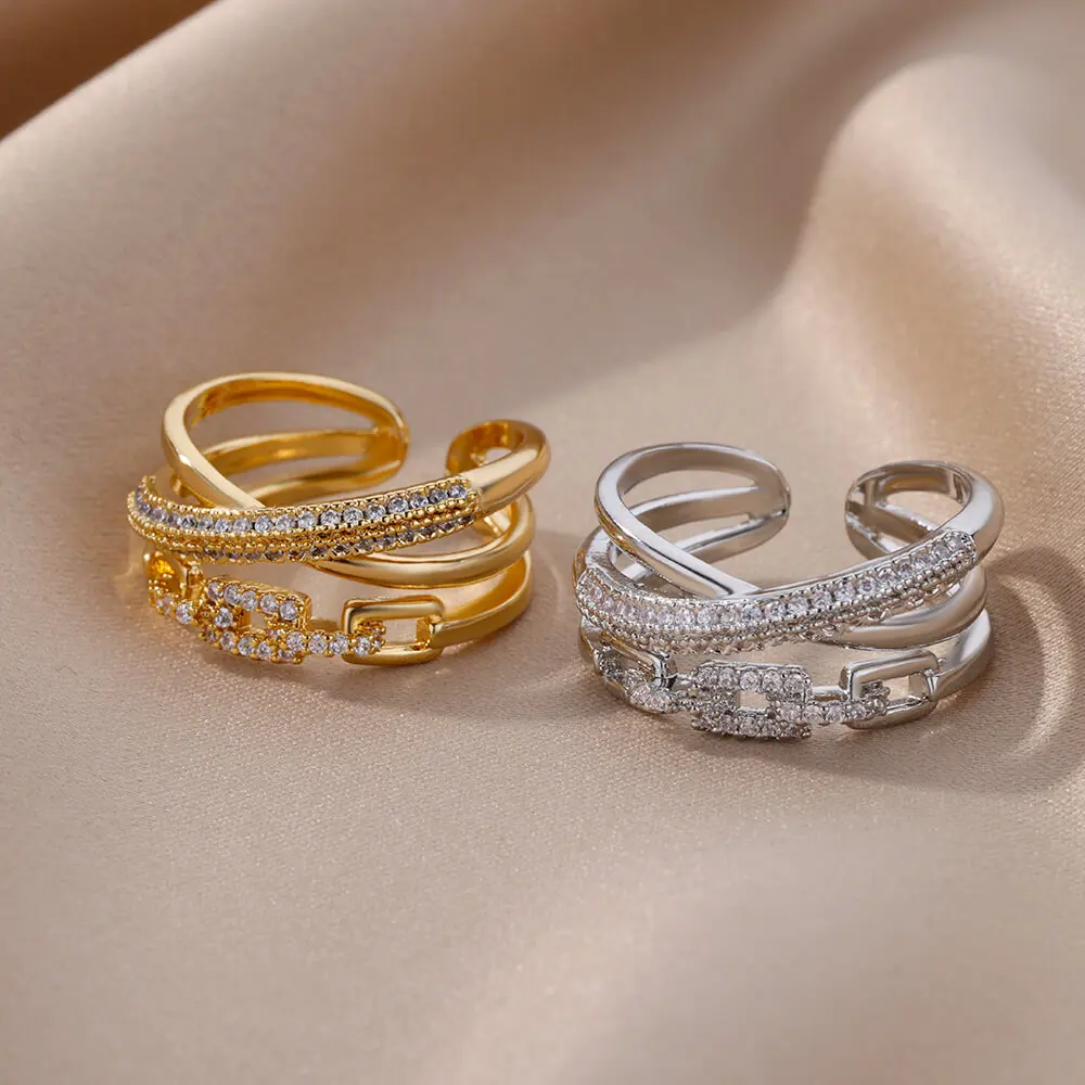 Luxury Korean Stainless Steel Copper Zircon Ring – Trendy Unisex Birthday Gift - Image 16
