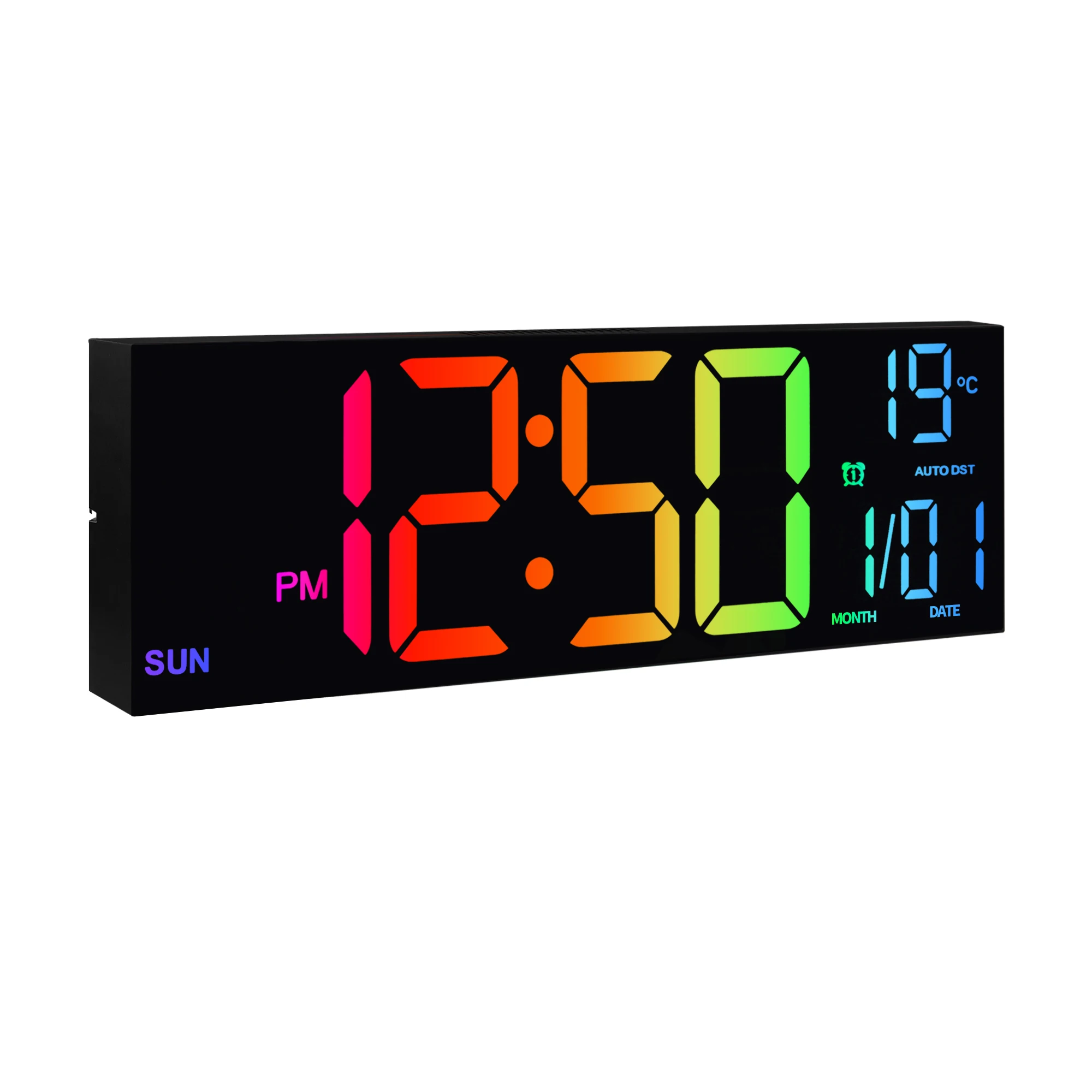 16" Large Digital Wall Clock, Big LED Display with Remote, 8 RGB Color, Alarm, DST, Temperature for Living Room, Kitchen - Image 7
