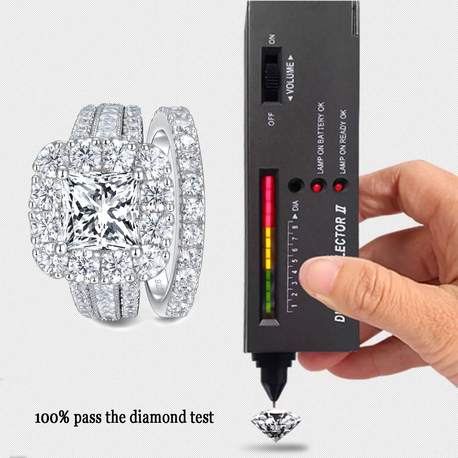 Moissanite Wedding Ring Set – 1ct D Color VVS1, 925 Silver - Image 3