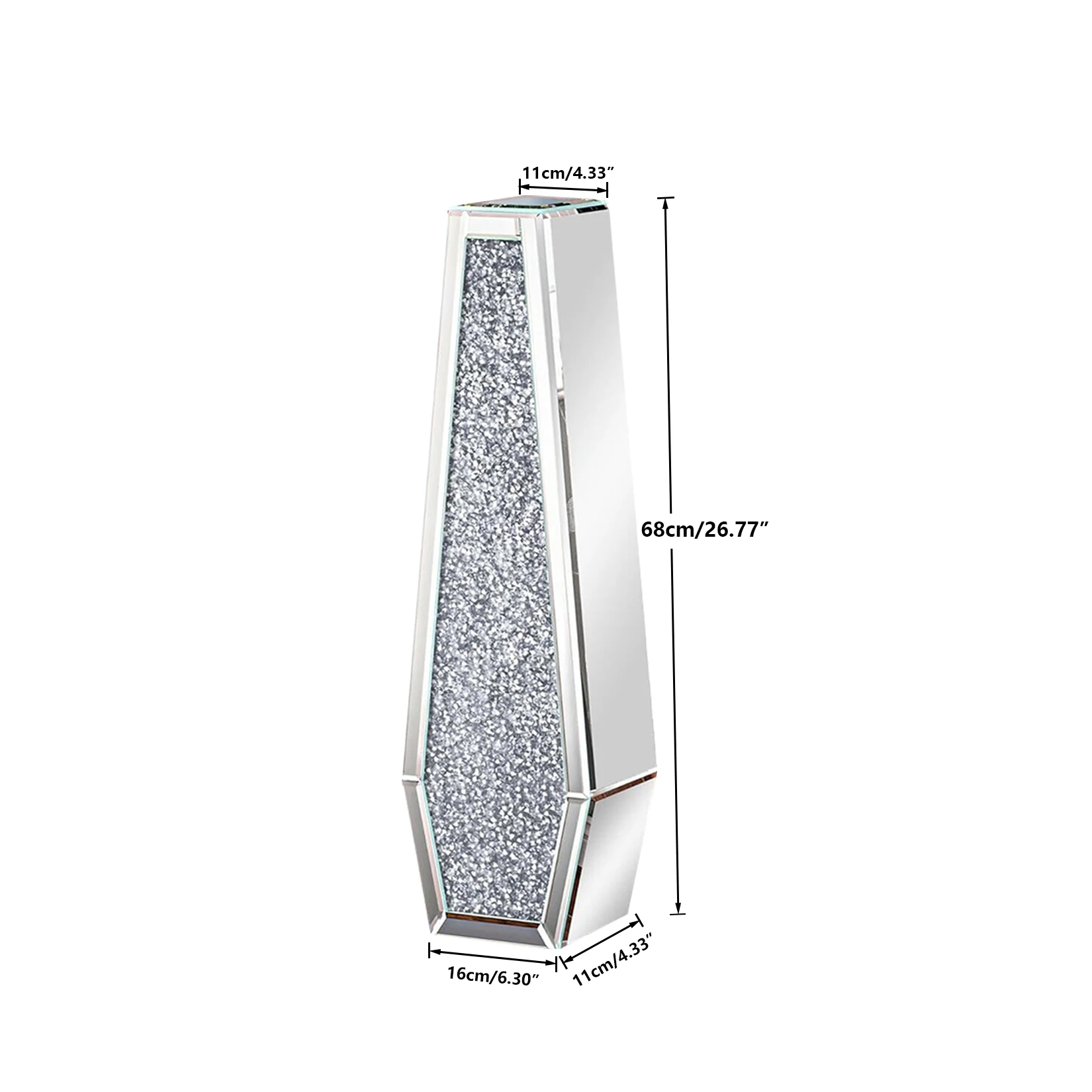 2 Shapes 68CM Crushed Diamond Decorative Mirrored Floor Vase Crystal Silver Glass Flower Vase for Pampas Grass Artificial Flower - Image 4