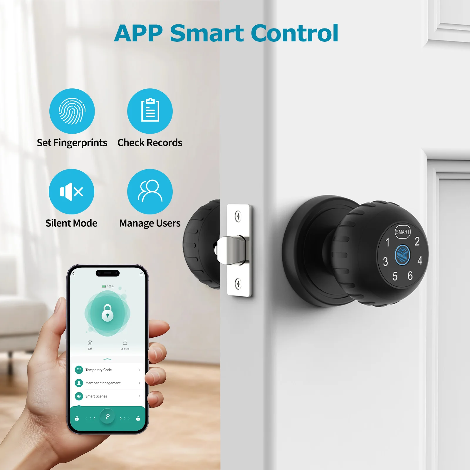 App-Controlled Fingerprint & Touchscreen Keypad Smart Door Lock — Keyless Entry - Image 5