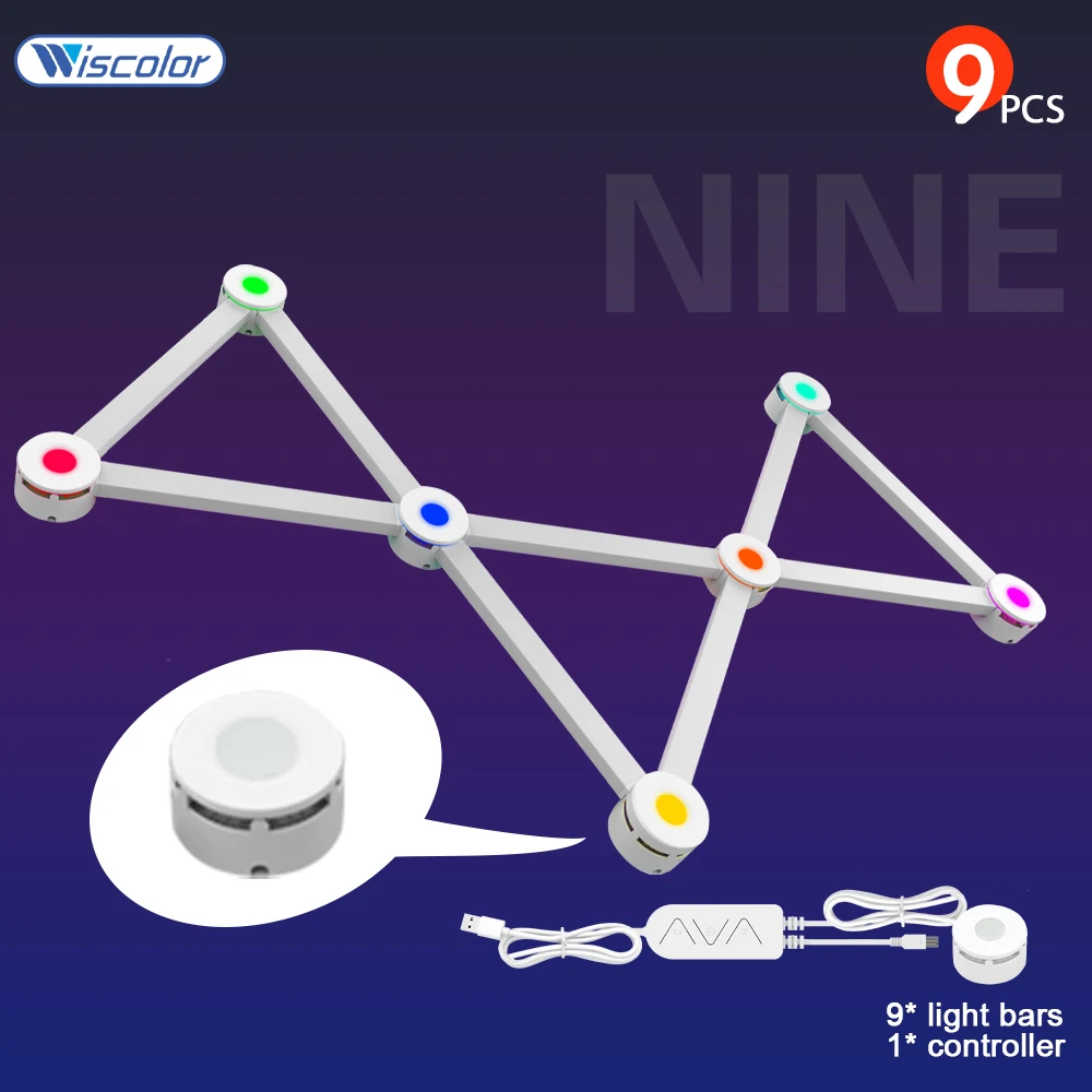 Wiscolor LED RGB Smart Wall Light DIY Atmosphere Night Light Game Room TV Backlight Decorative Wall Light Bar Music Rhythm APP - Image 3