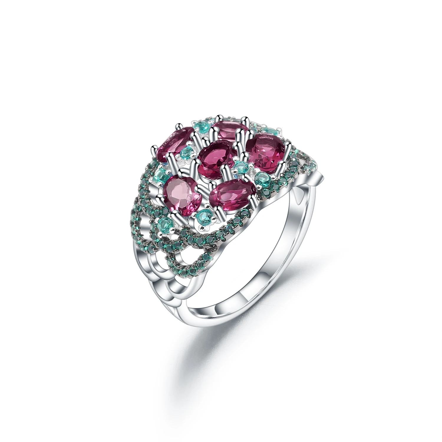 GEM'S BALLET 2.30ct Rhodolite Garnet Art Deco Ring – 925 Sterling Silver - Image 7