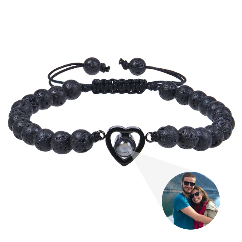 2023 New "I Love You" 100 Languages Bracelets Personalized Photo Projection Bracelet Custom Photo Natural Stone Couple Bracelet - Image 21