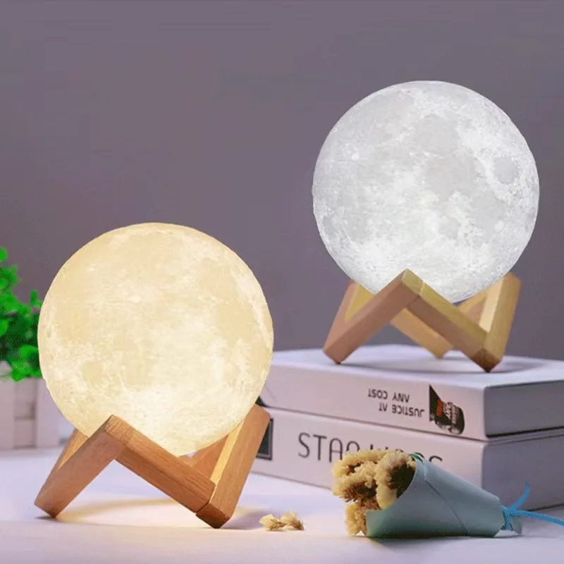 3D Moon Night Light – Creative Bedside Lamp with Plastic Stand - Image 4