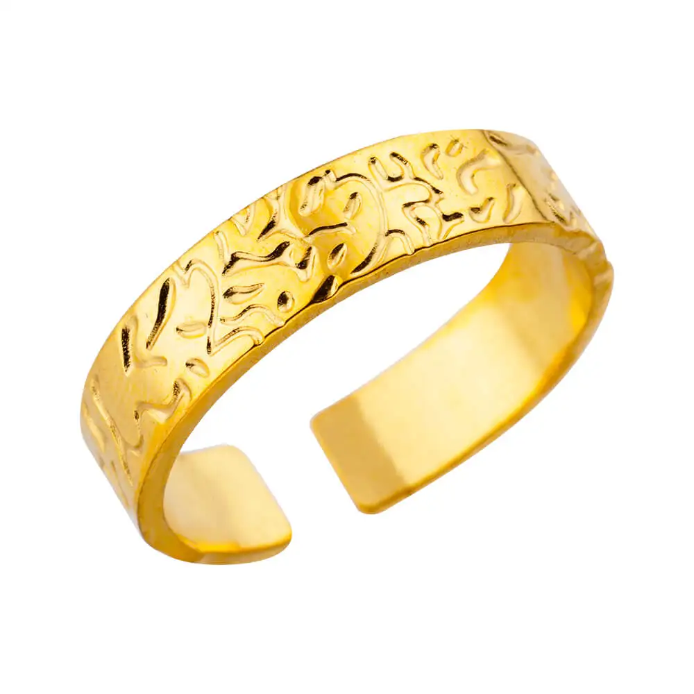 Stainless Steel Gold Vintage Evil Eye Hollow Adjustable Ring for Women - Image 28