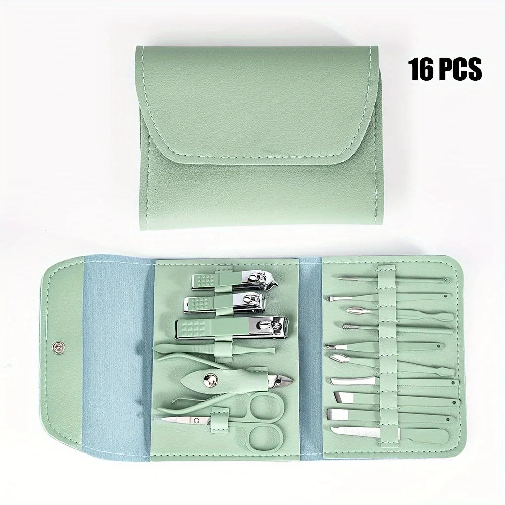 16-Piece Stainless Steel Manicure & Pedicure Set with Leather Travel Case - Image 9