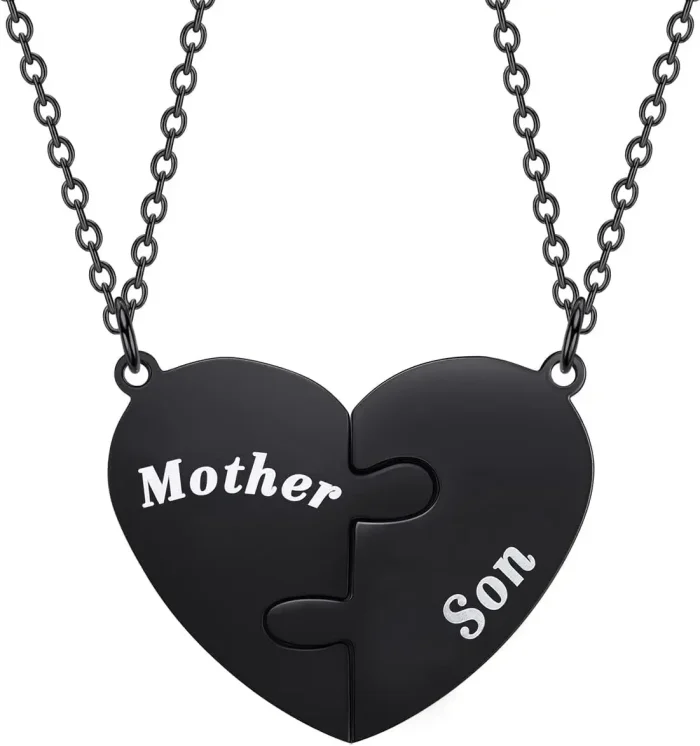 Mother and Son Heart Necklace Set – Matching Pendant Jewelry - Image 2