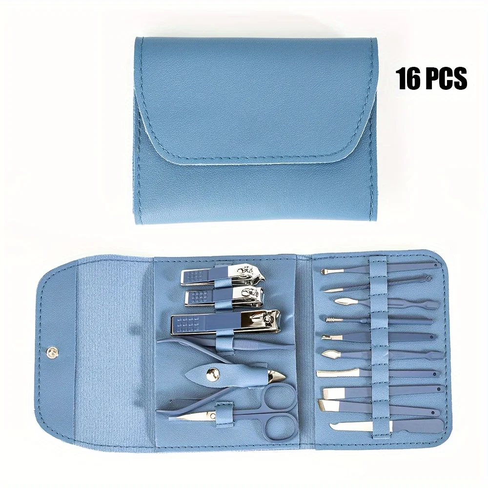 16-Piece Stainless Steel Manicure & Pedicure Set with Leather Travel Case - Image 8