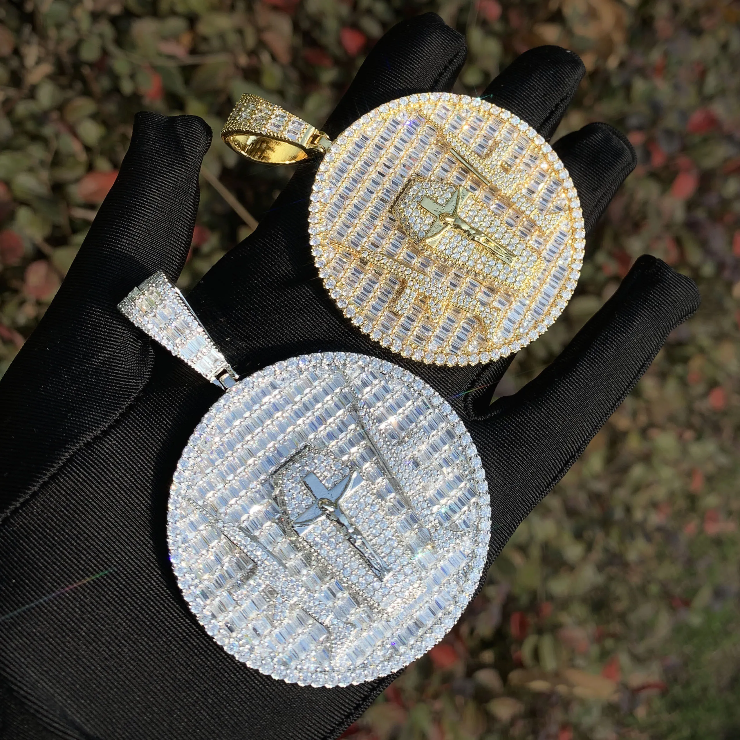 Gun Jesus Pendant Necklace – Iced Out CZ Cross, Gold-Plated Hip Hop Jewelry - Image 4