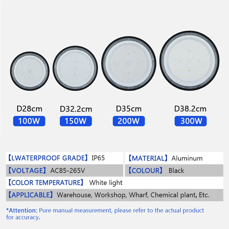 High Brightness UFO LED Light – 100W–300W 6000K Industrial Garage Lamp - Image 6