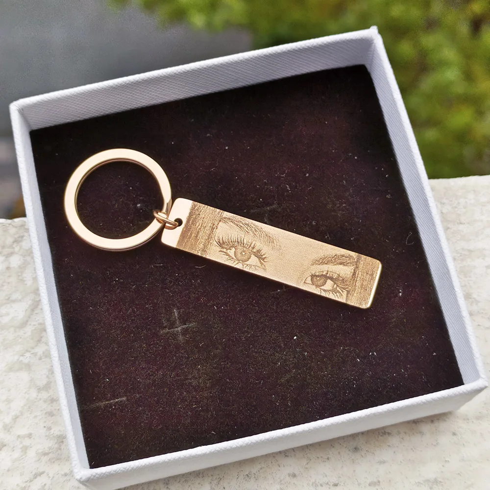Gold Butterfly Customized Eyes Photo Keychain Laser Engraved Stainless Steel Jewelry Gift for Lover - Image 10