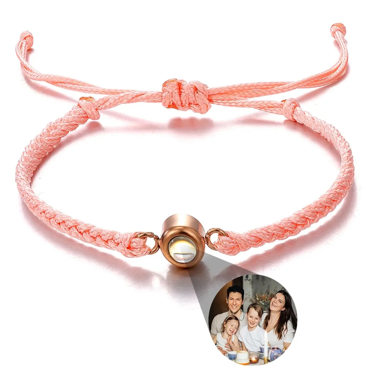 Personalized Photo Projection Bracelet – Adjustable Braided Rope Memorial Jewelry - Image 7