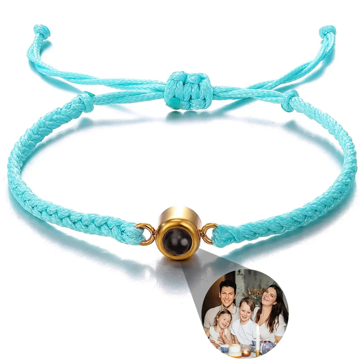 Personalized Photo Projection Bracelet – Adjustable Braided Rope Memorial Jewelry - Image 17