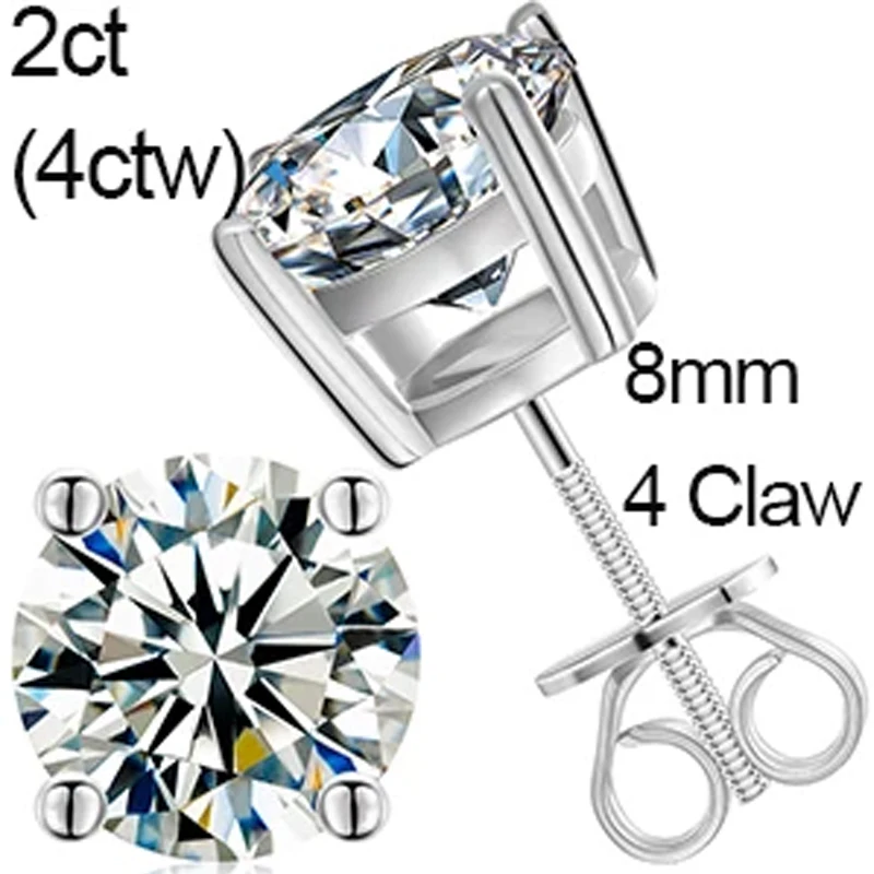 D VVS Moissanite Stud Earrings – S925 Silver, Platinum-Plated, Wedding Jewelry - Image 8