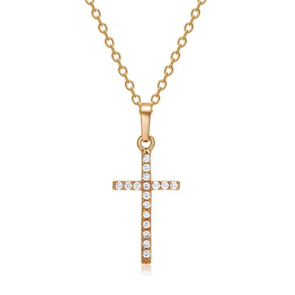 Cross Pendant Rhinestone Inlay Adjustable Necklace – Solid Color Summer Jewelry - Image 5