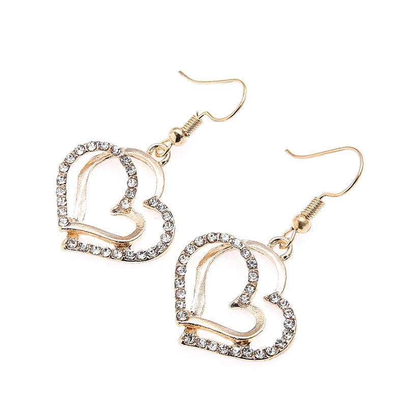3pcs Heart-Shaped Jewelry Set Earrings Pendant Necklace Women Rhinestone Fashion Jewelry - Image 5