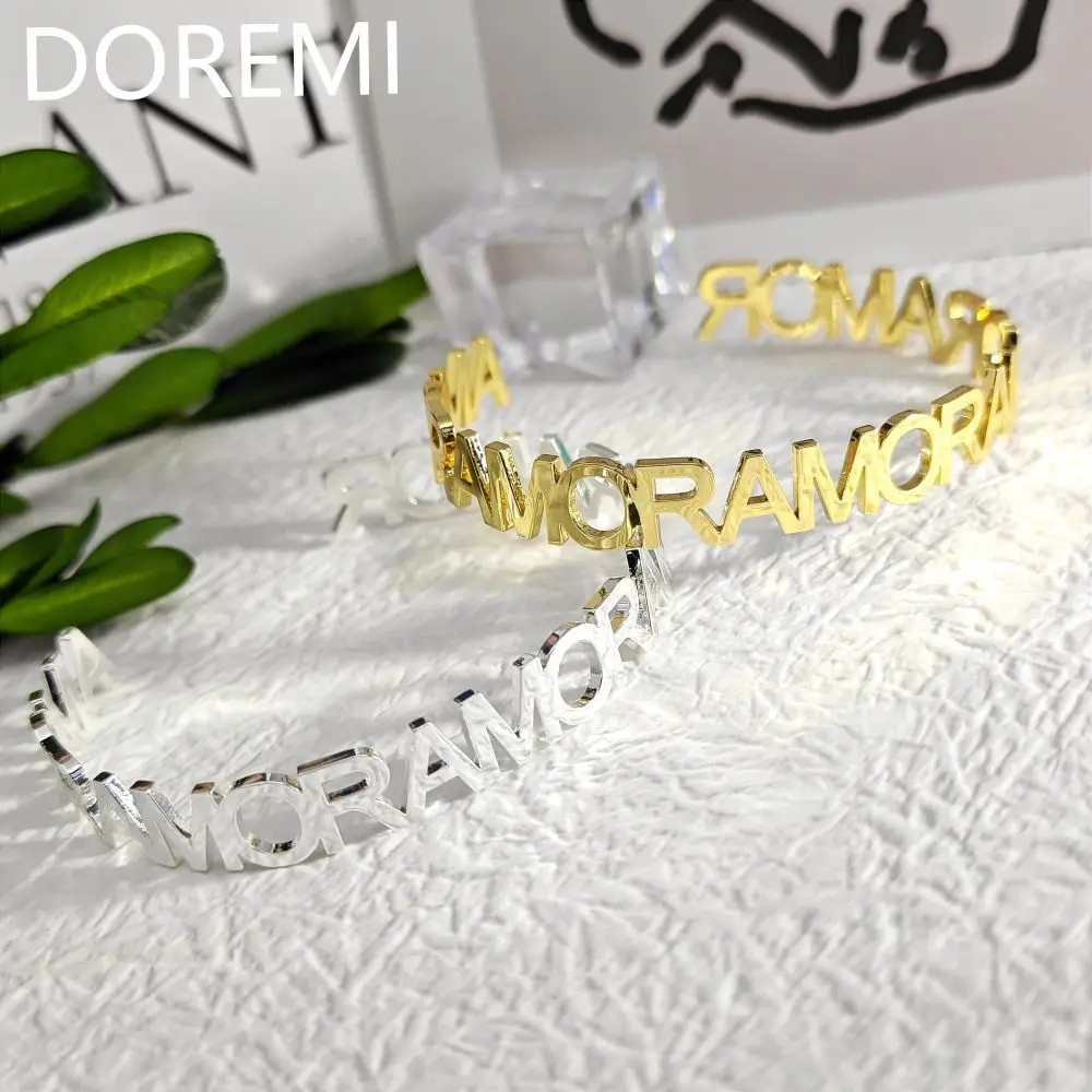 DOREMI Personalized Initial Letter Cuff Open Bangle Stainless Steel Custom Name Jewelry - Image 6
