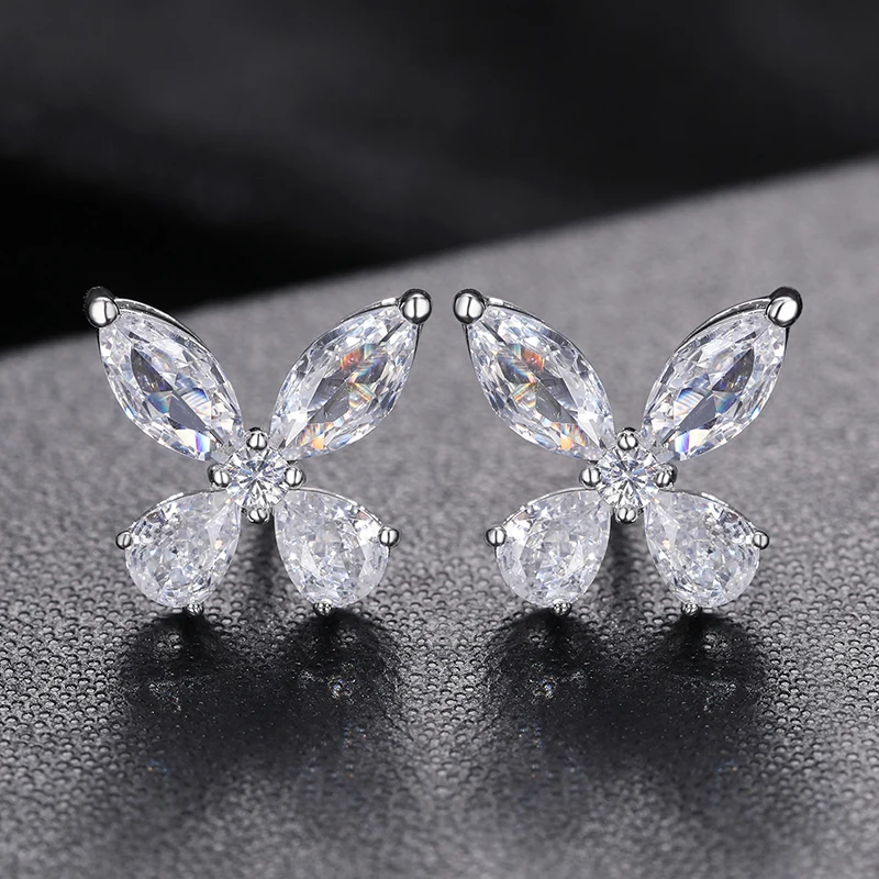 Luxury Butterfly Moissanite Stud Earrings – 18K Gold-Plated Silver, D/VVS1 - Image 7