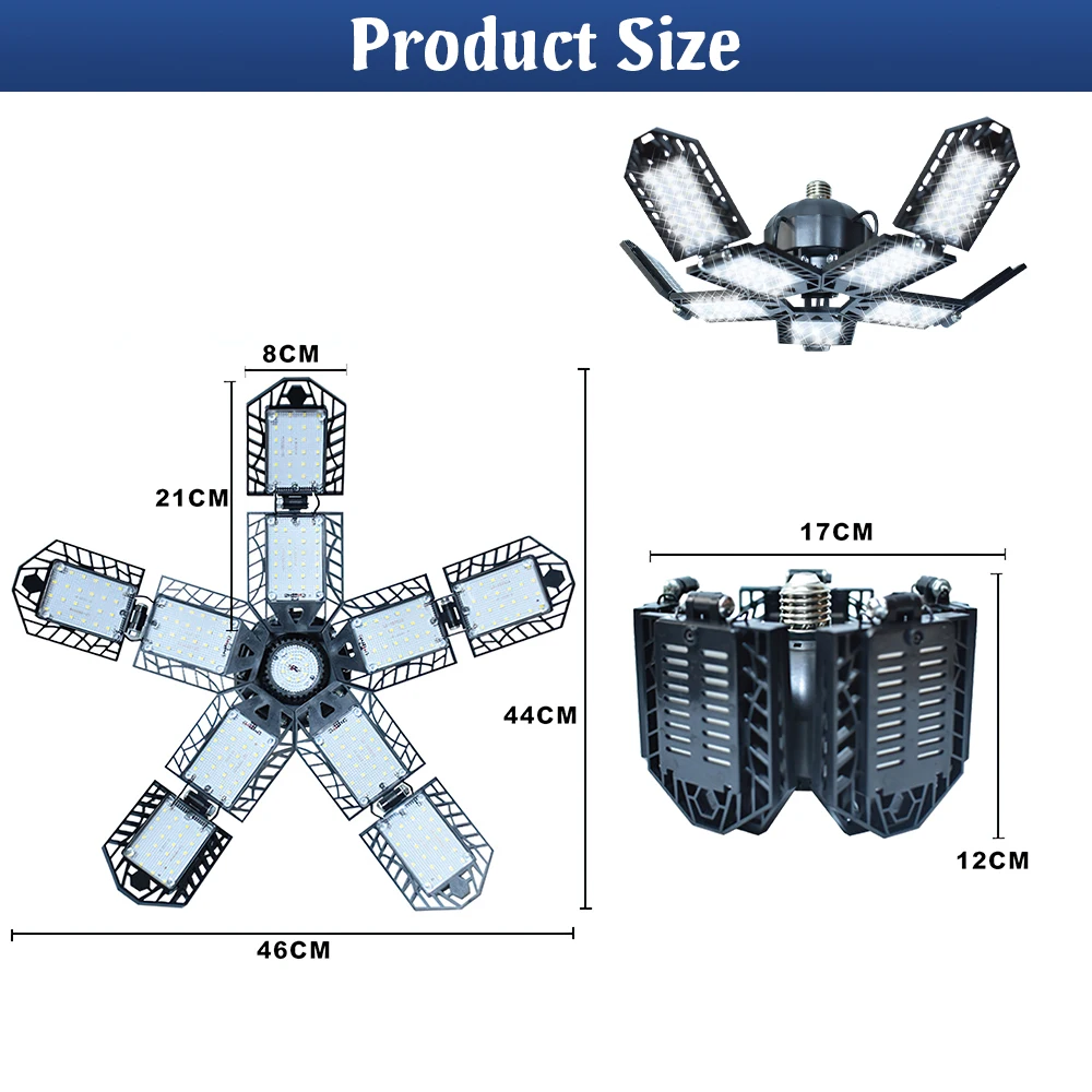 180W E27 LED Garage Light – Foldable 15000LM Ceiling Lamp for Workshop & Home - Image 6