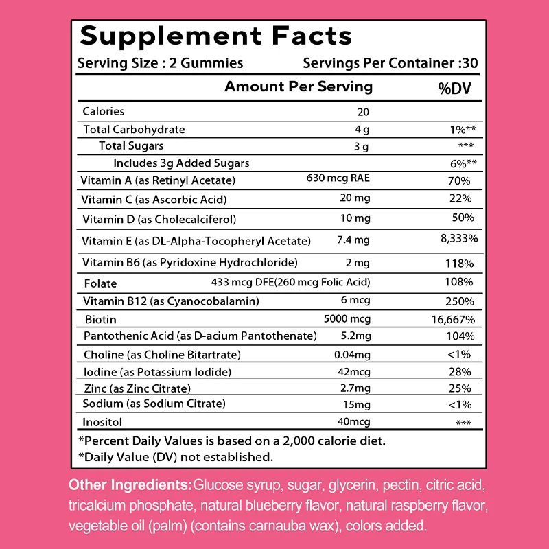 Hair Gummy Vitamins with Biotin – 60 Vegan, Sugar-Free Gummies for Strong, Healthy Hair - Image 6