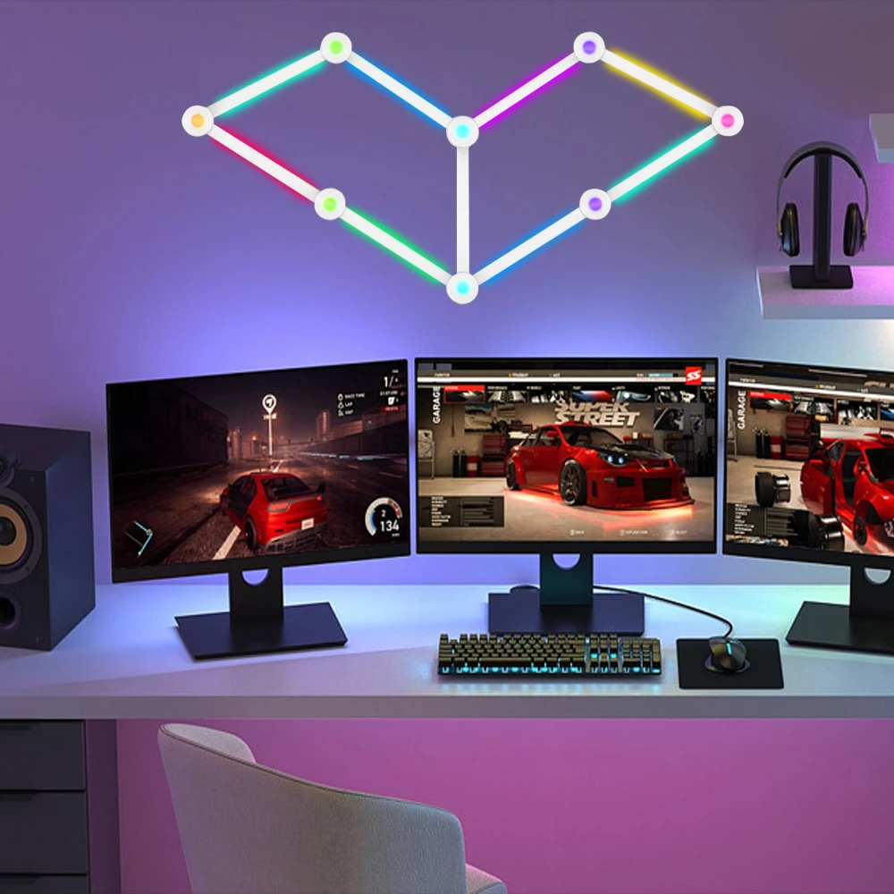 Wiscolor LED RGB Smart Wall Light DIY Atmosphere Night Light Game Room TV Backlight Decorative Wall Light Bar Music Rhythm APP - Image 2
